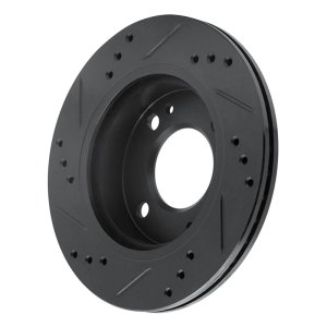 Mitsubishi Mirage Brake Rotor (1) - Front Right - R1 Concepts - Drilled & Slotted - Black - `14-`15